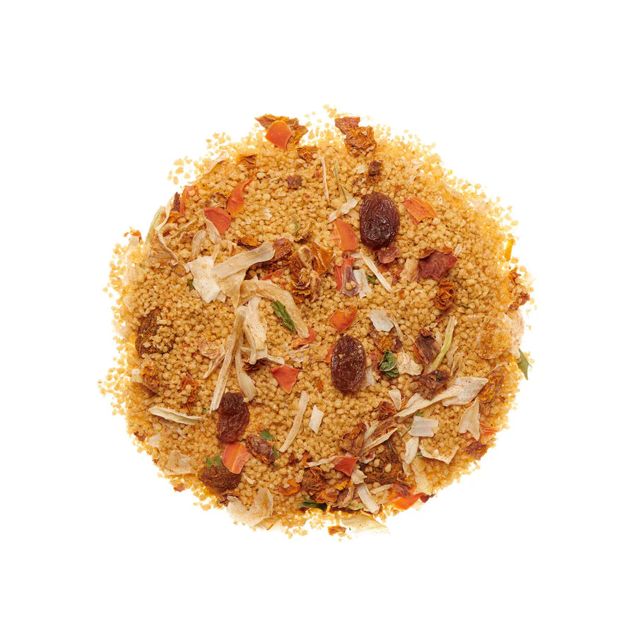 Couscous d'épeautre à la marocaine, épices et raisins secs